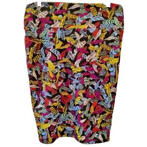 LuLaRoe CASSIE Feather Print Stretch Pencil Skirt, Size L Large NWT